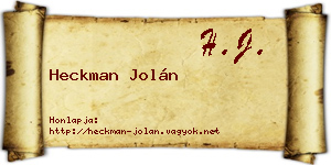 Heckman Jolán névjegykártya