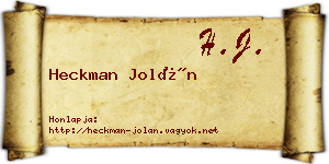 Heckman Jolán névjegykártya