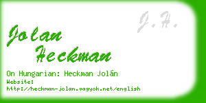 jolan heckman business card